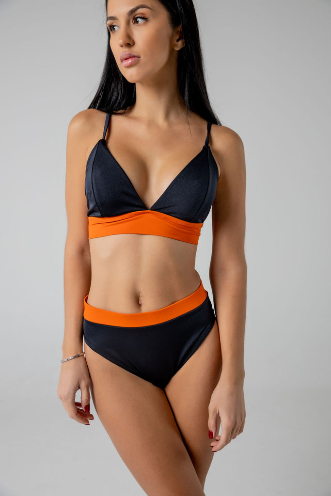 Black with orange detail swimsuit