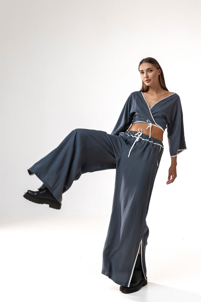 Palazzo trousers, shorts and top set