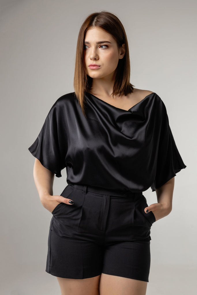 100% Silk draped blouse