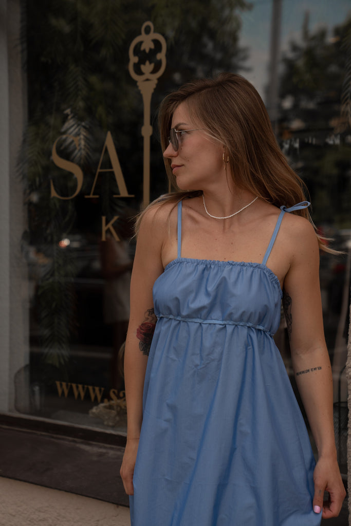Saint key summer poplin dress